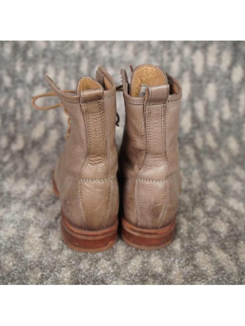 Frye Veronica Flex Combat Boots Womens Size 7.5 B Gray Beige Leather Mexico Made - Picture 6 of 15